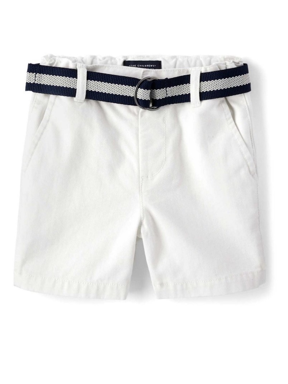 NWT The Children's Place White Chino Shorts with Navy & White Striped Belt